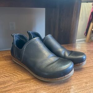 Stegmann Womens Size 9.5 Black Leather Cork Sole Clog Comfort Shoe